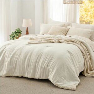 Bedsure Oversized Queen Comforter Set - Ivory